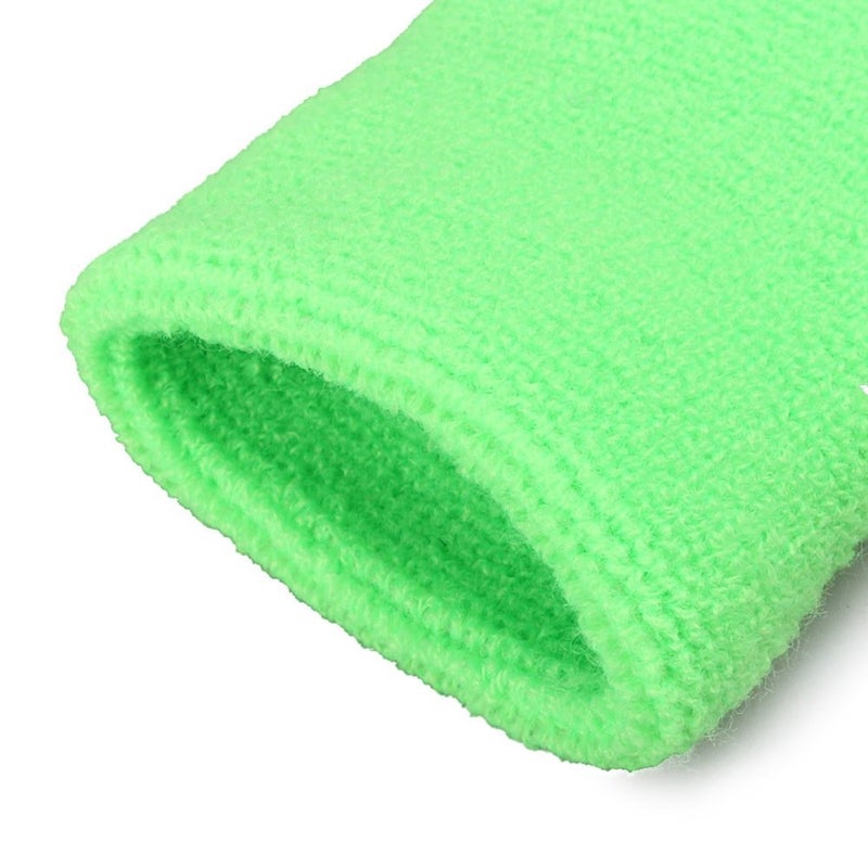 Mallofusa 10 Pack Colorful Sports Basketball Football Absorbent Wristband Party Outdoor Activity (Light Green) - Image 4